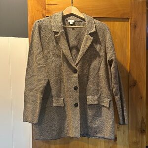 J. Jill Soft Tweed Brown and Blue Blazer